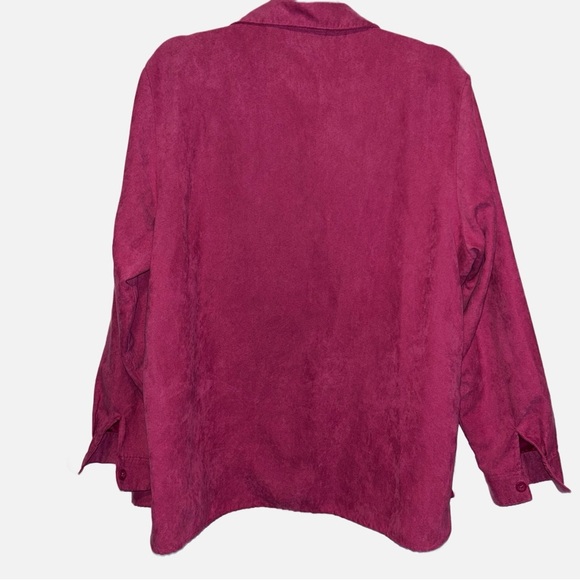 Studio Works Giddy Up Western Hot Pink Suede Button Down - Picture 2 of 6